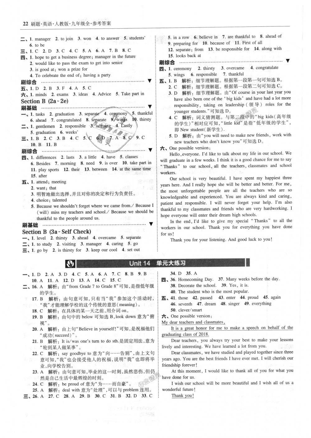 2018年北大綠卡刷題九年級(jí)英語(yǔ)全一冊(cè)人教版 第22頁(yè)