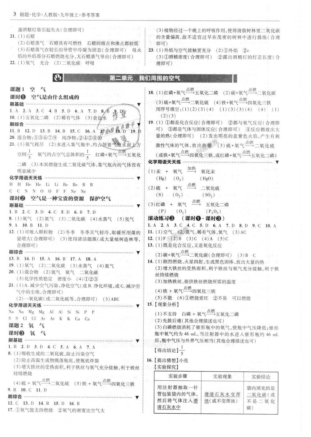 2018年北大绿卡刷题九年级化学上册人教版 第3页