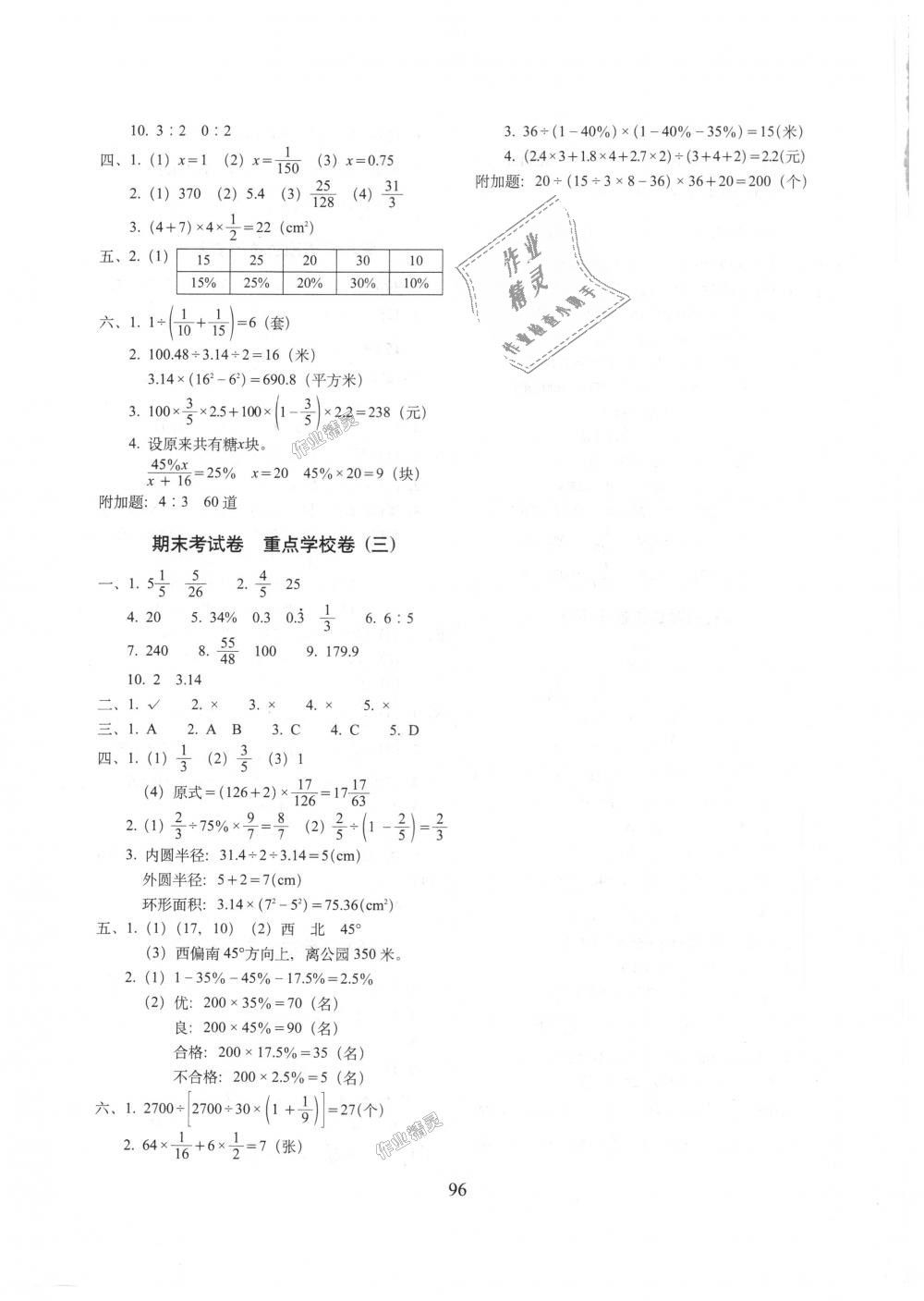 2018年期末冲刺100分完全试卷六年级数学上册人教版 第8页