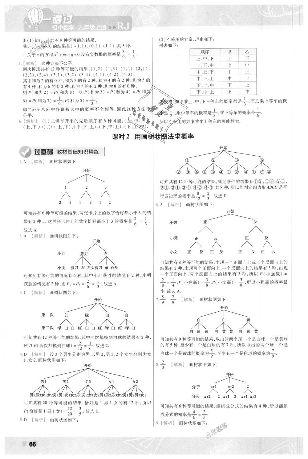 2018年一遍過初中數(shù)學九年級上冊人教版 第66頁