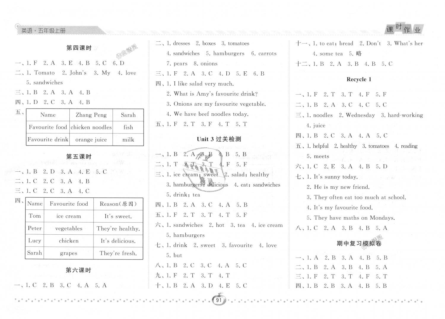 2018年经纶学典课时作业五年级英语上册人教版 第9页