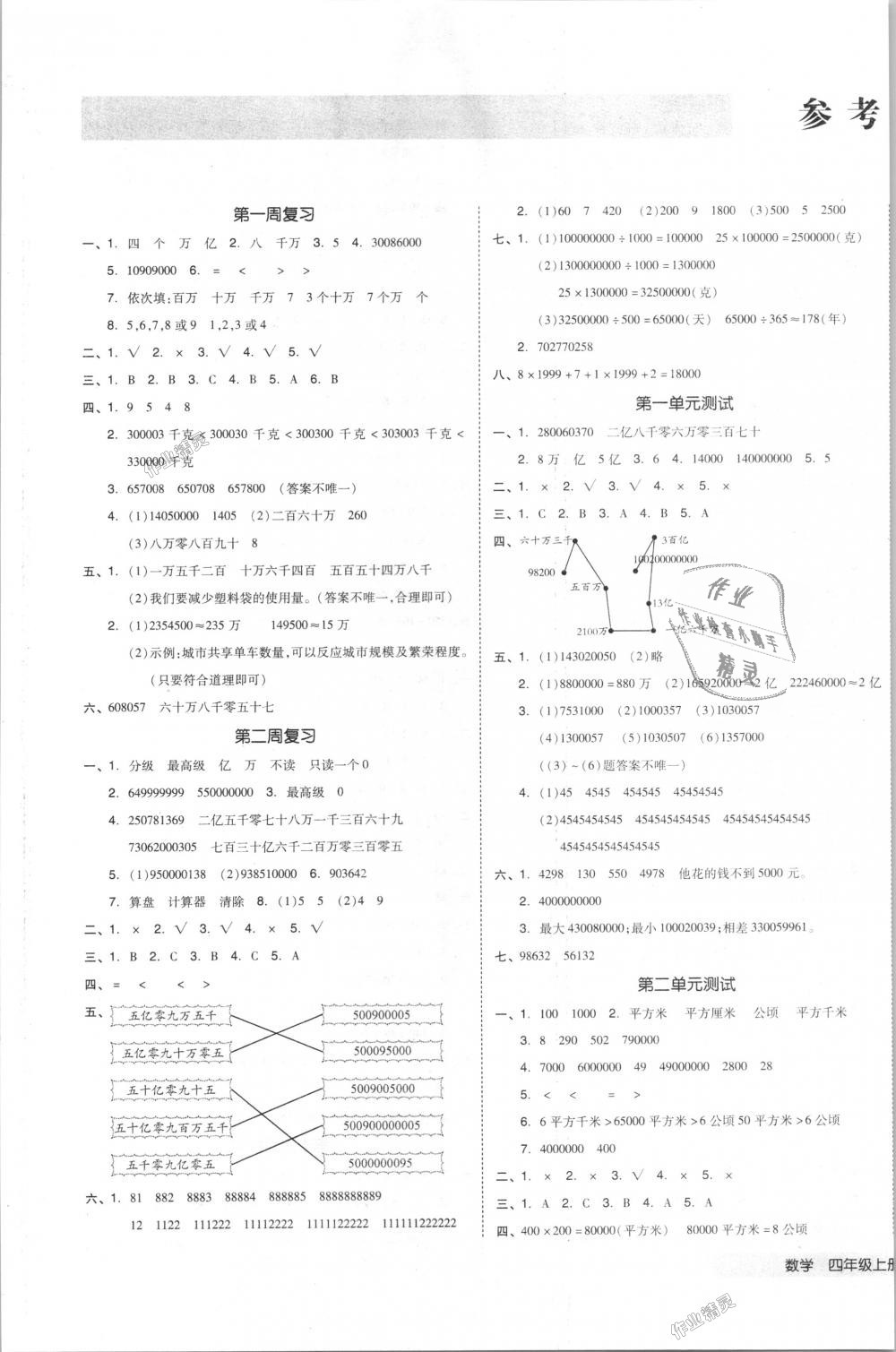 2018年全品小復(fù)習(xí)四年級數(shù)學(xué)上冊人教版 第1頁