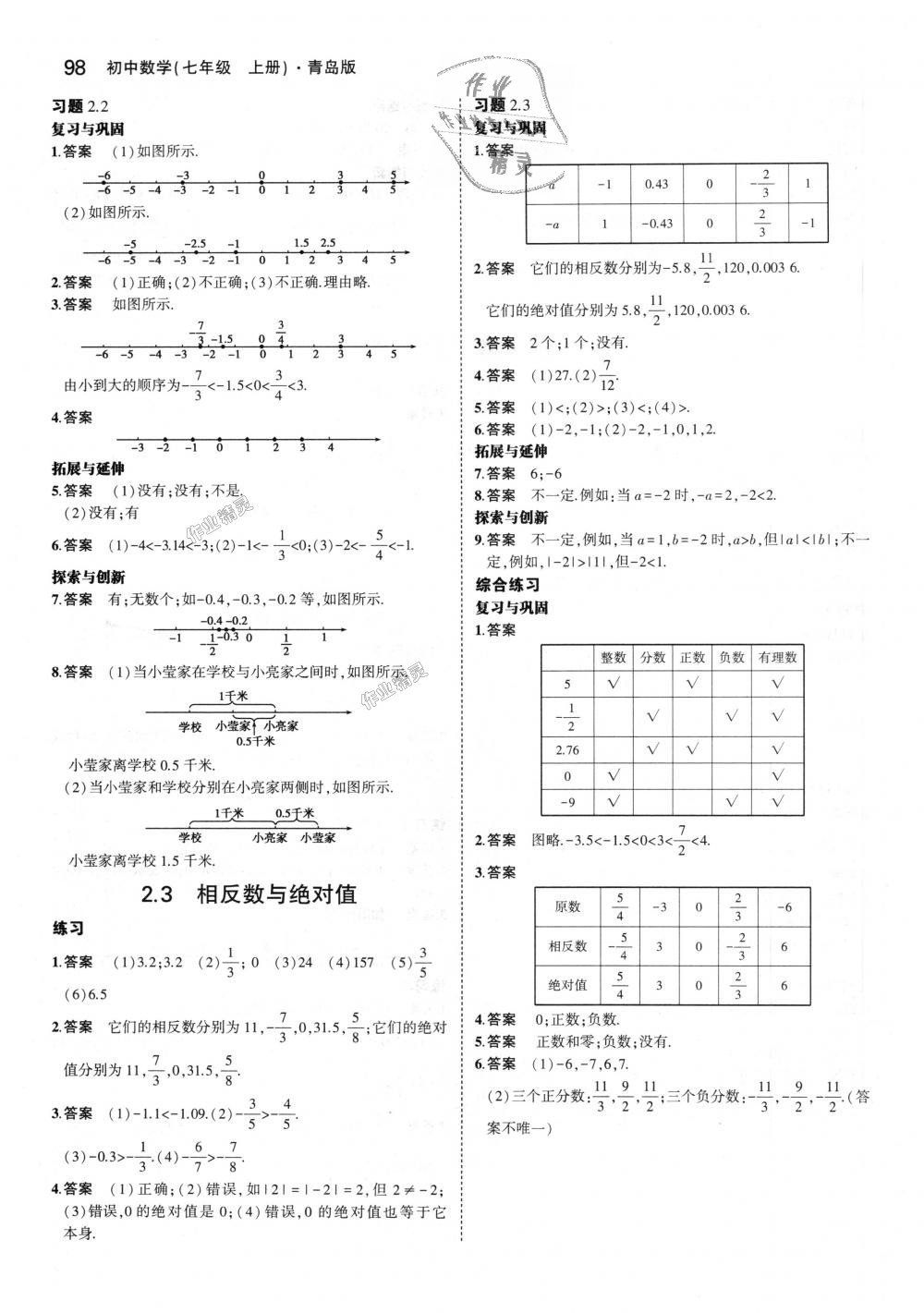 2018年5年中考3年模拟初中数学七年级上册青岛版 第45页