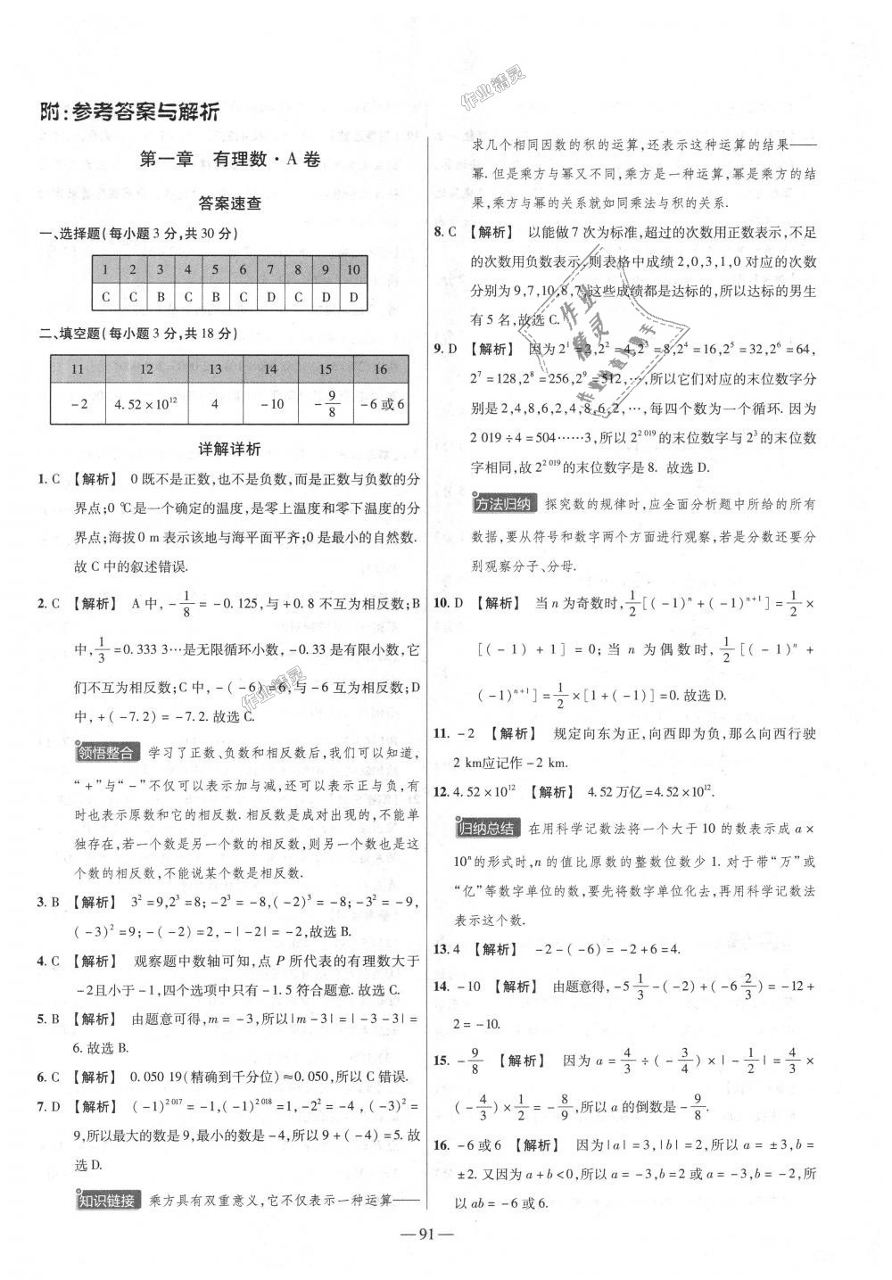 2018年金考卷活頁題選七年級數(shù)學上冊人教版 第1頁