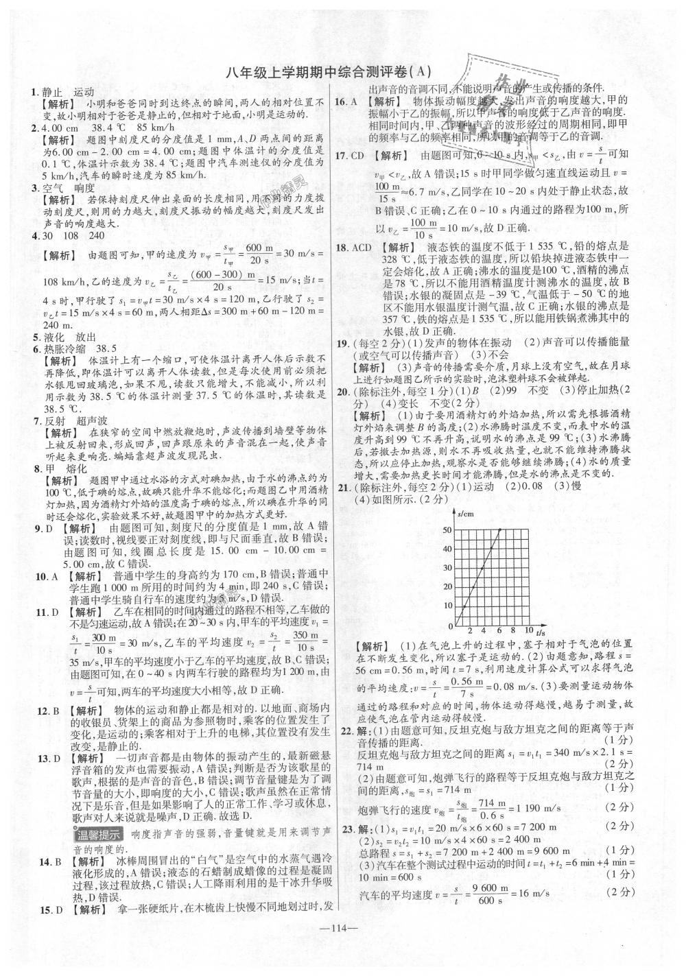 2018年金考卷活页题选八年级物理上册人教版 第6页