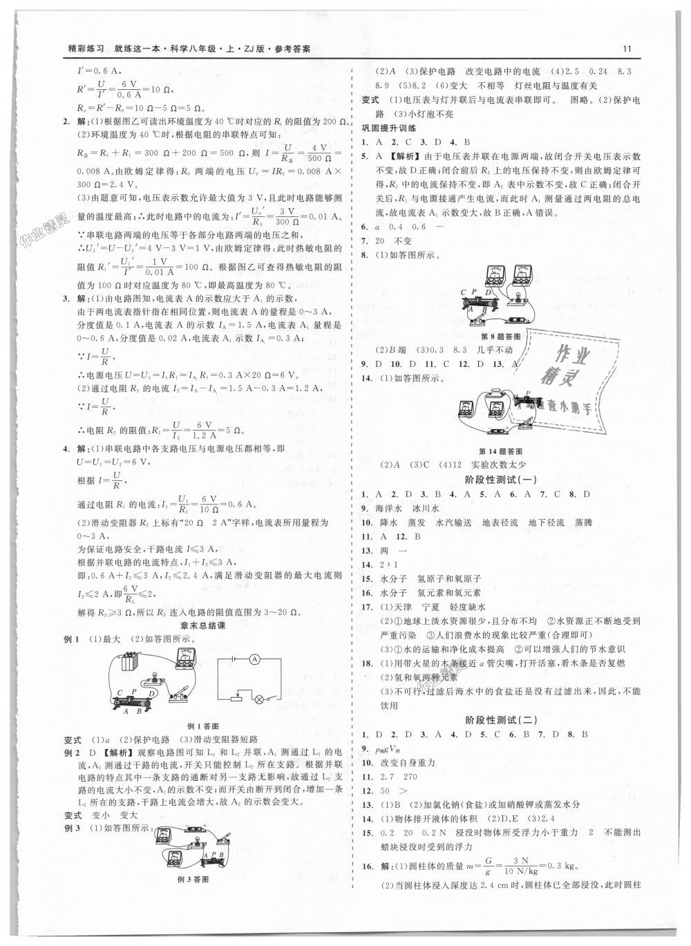 2018年精彩练习就练这一本八年级科学上册浙教版 第11页