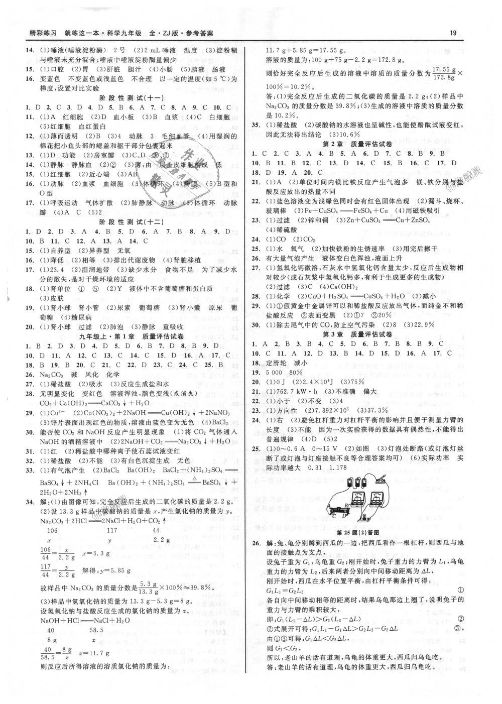 2018年精彩練習(xí)就練這一本九年級(jí)科學(xué)全一冊(cè)浙教版 第19頁(yè)