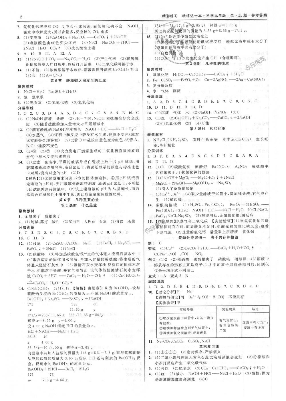 2018年精彩練習(xí)就練這一本九年級(jí)科學(xué)全一冊(cè)浙教版 第2頁(yè)