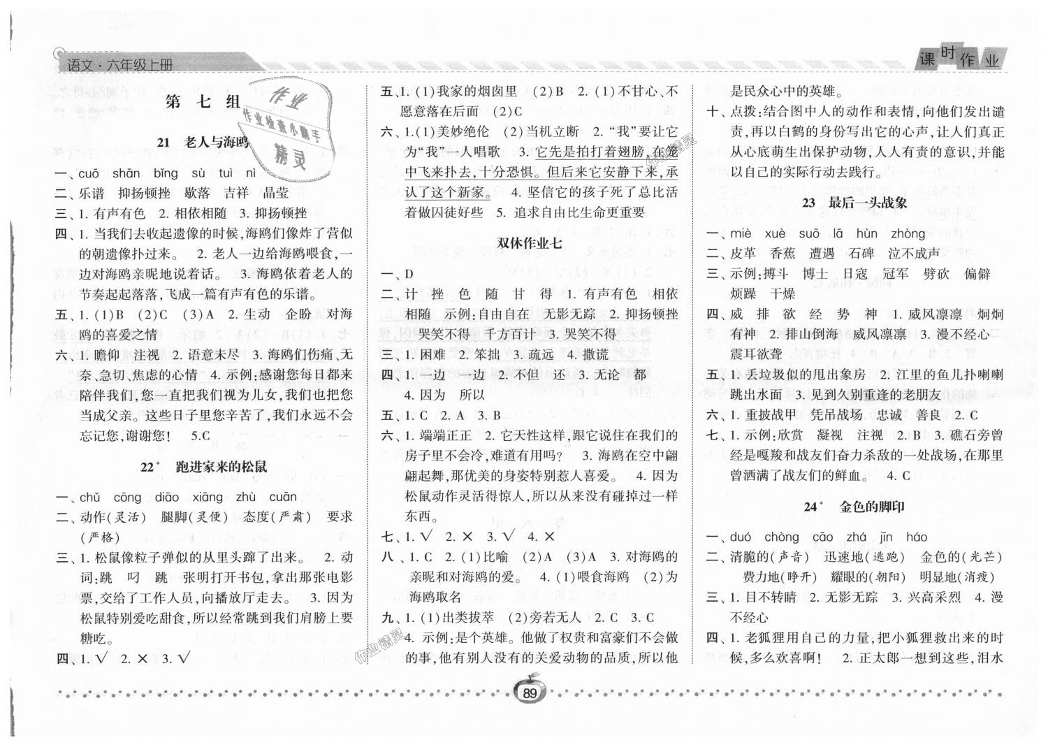 2018年经纶学典课时作业六年级语文上册人教版 第11页