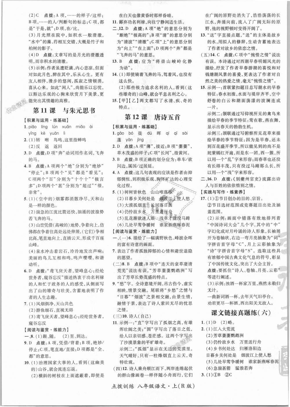 2018年點(diǎn)撥訓(xùn)練八年級語文上冊人教版 第7頁