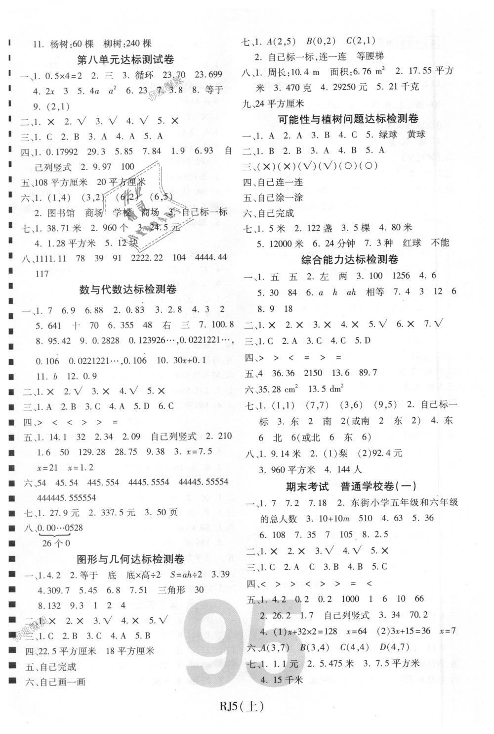 2018年期末100分冲刺卷五年级数学上册人教版 第3页