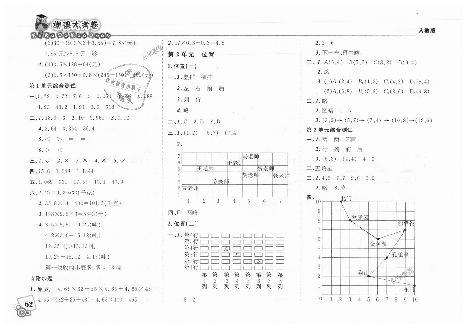 2018年北大綠卡課課大考卷五年級數(shù)學(xué)上冊人教版 第2頁