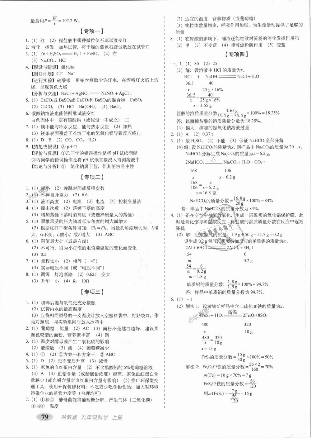 2018年聚能闖關(guān)期末復(fù)習(xí)沖刺卷九年級(jí)科學(xué)上冊(cè)浙教版 第3頁