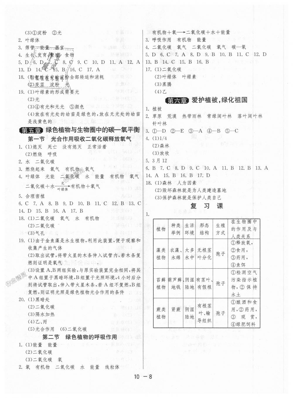 2018年1课3练单元达标测试七年级生物学上册人教版 第8页