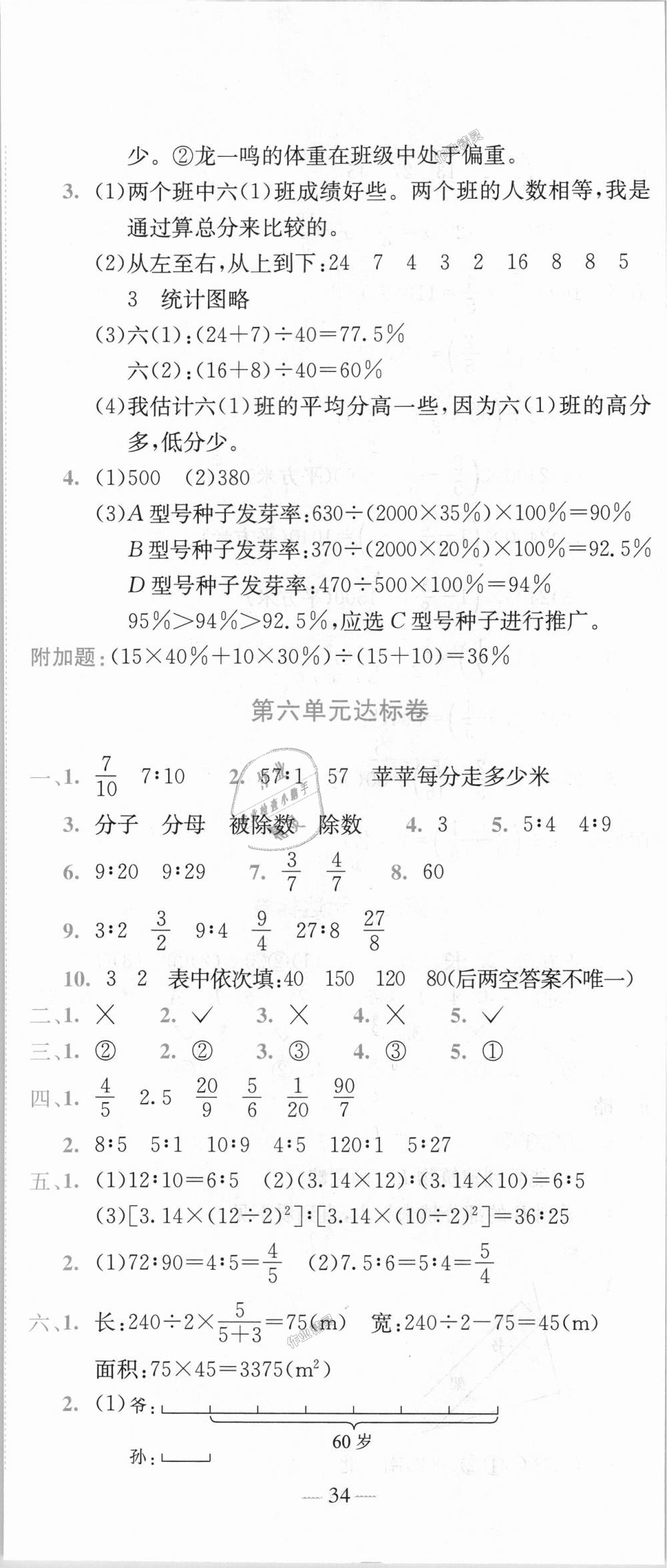 2018年黃岡小狀元達標卷六年級數(shù)學上冊北師大版 第5頁