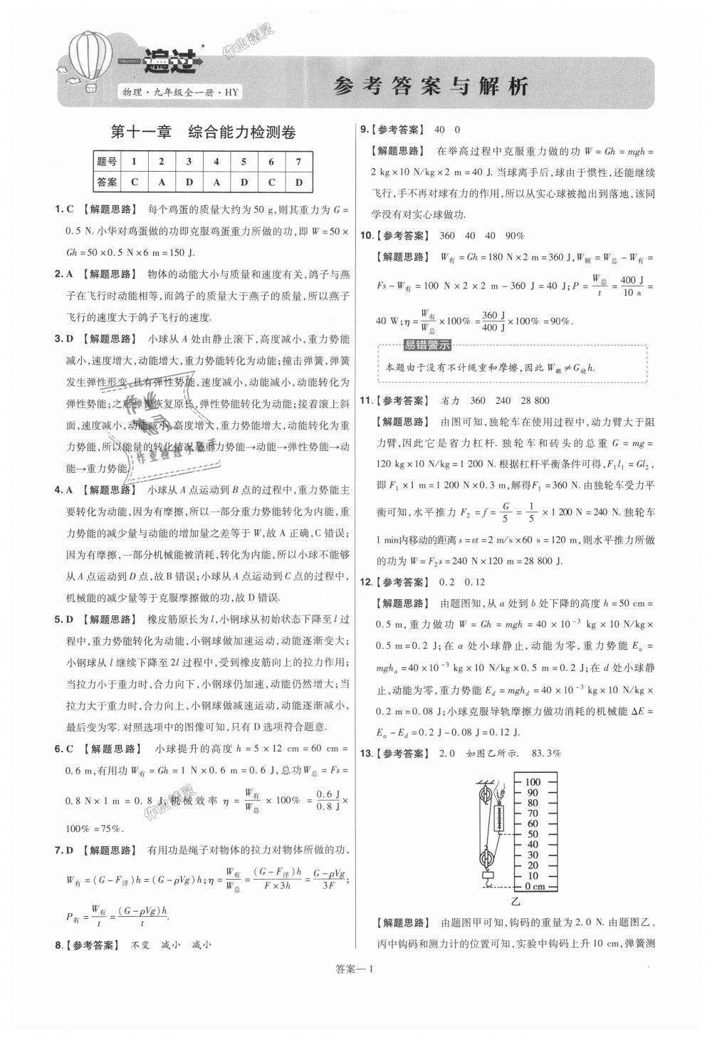 2018年一遍過初中物理九年級(jí)全一冊(cè)滬粵版 第57頁(yè)