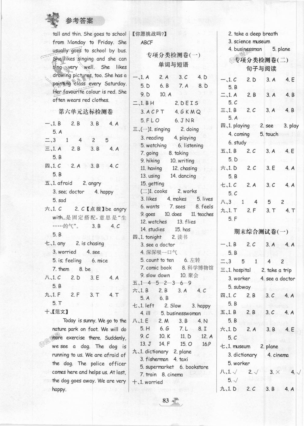 2018年世紀(jì)金榜小博士單元期末一卷通六年級英語上冊人教PEP版 第7頁