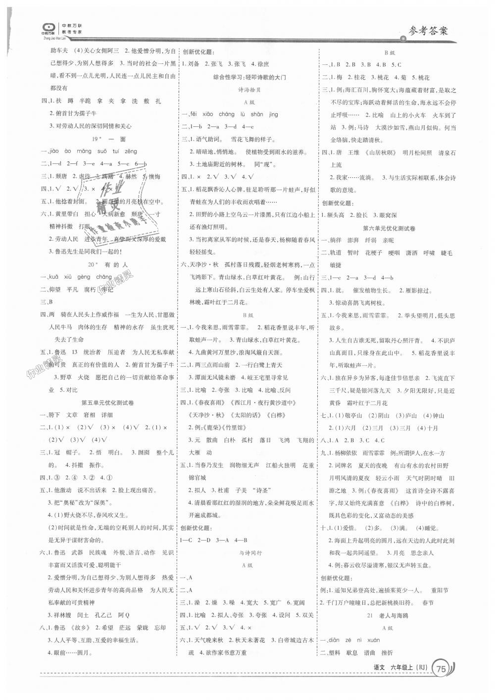 2018年全優(yōu)訓(xùn)練零失誤優(yōu)化作業(yè)本六年級(jí)語(yǔ)文上冊(cè)人教版 第5頁(yè)