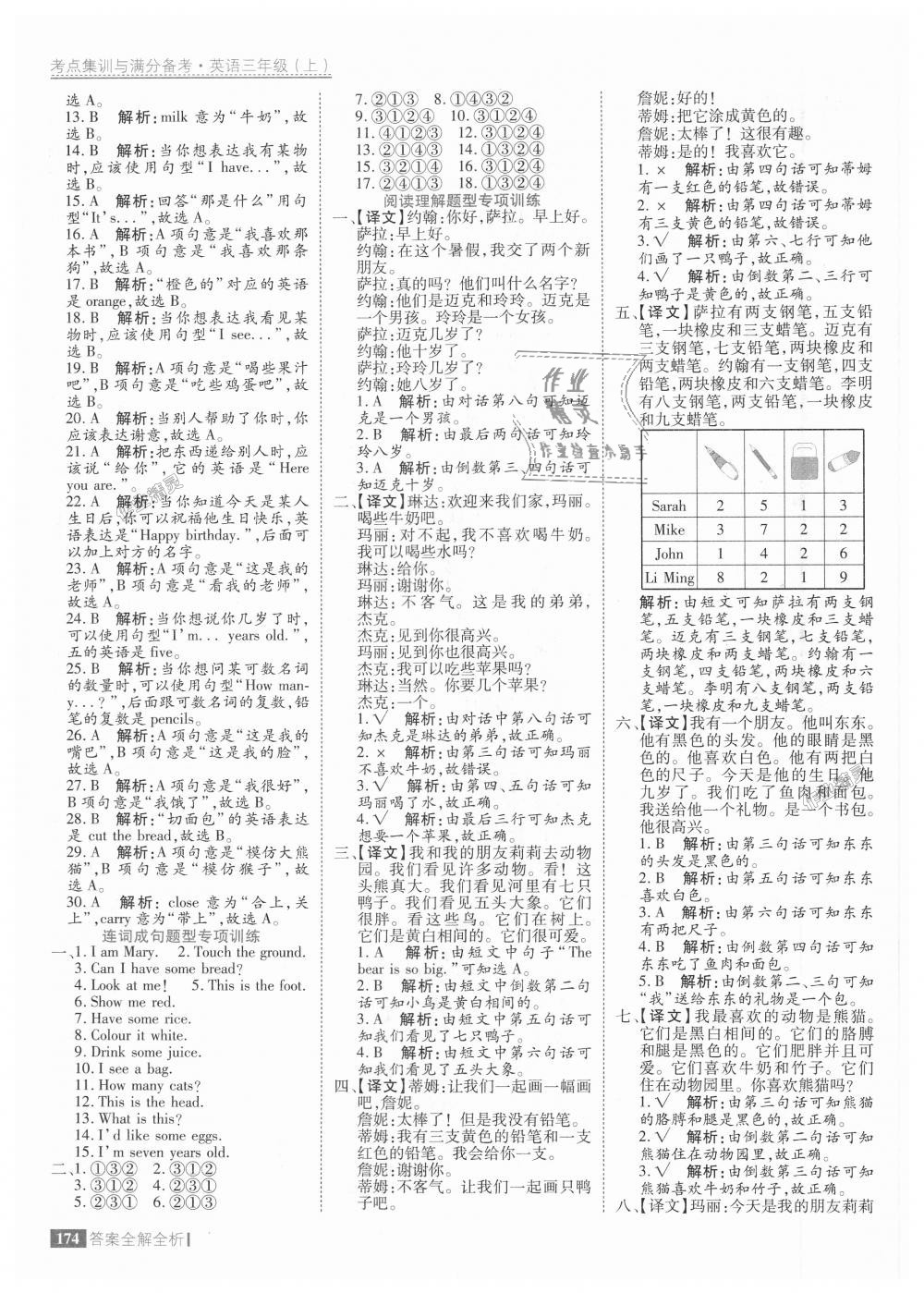 2018年考點集訓(xùn)與滿分備考三年級英語上冊人教版 第30頁