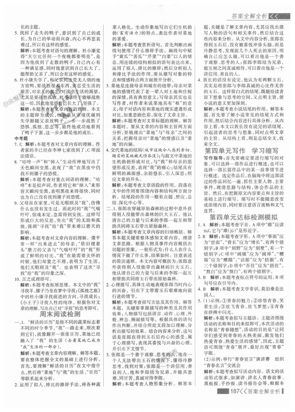 2018年考點集訓與滿分備考九年級語文全一冊上人教版 第19頁