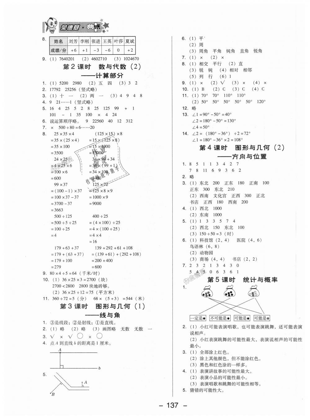 2018年綜合應(yīng)用創(chuàng)新題典中點四年級數(shù)學上冊北師大版 第15頁