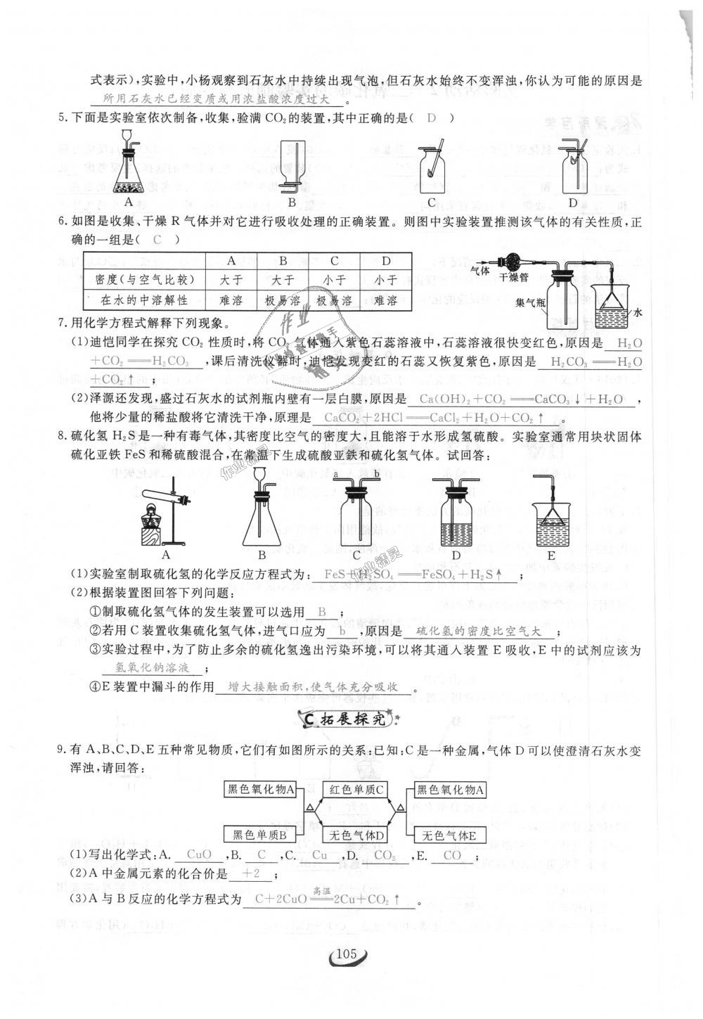 2018年思维新观察九年级化学上册人教版 第105页