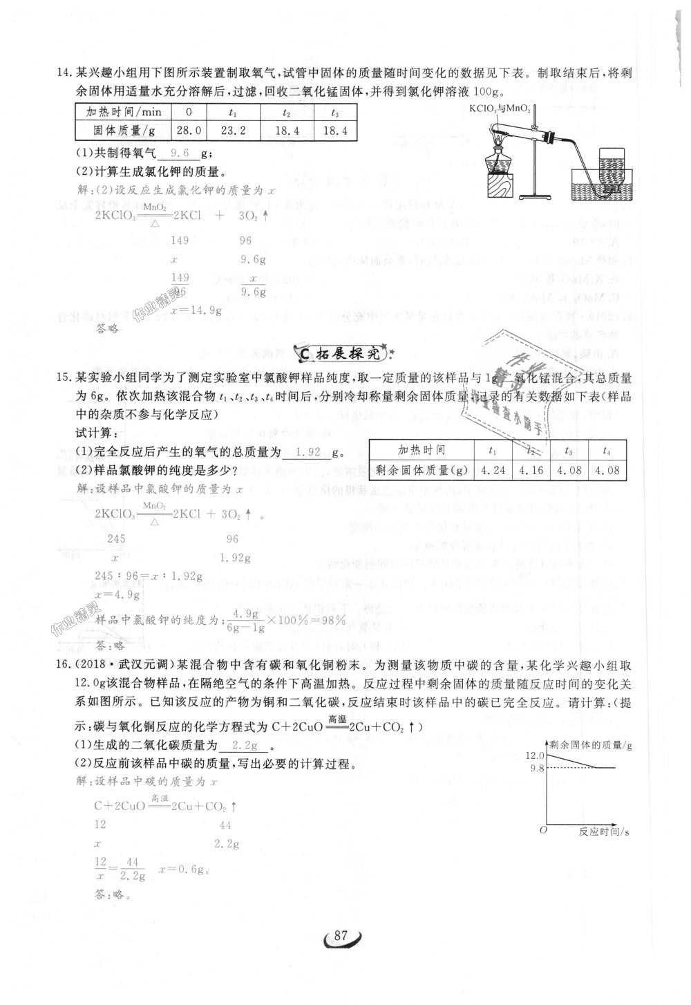 2018年思維新觀察九年級化學(xué)上冊人教版 第87頁