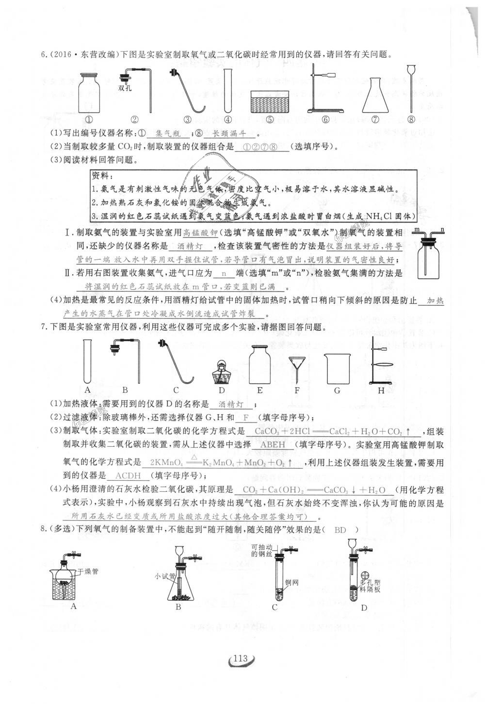 2018年思維新觀察九年級化學上冊人教版 第113頁