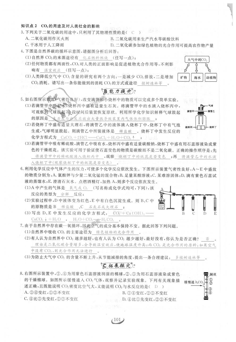 2018年思维新观察九年级化学上册人教版 第101页