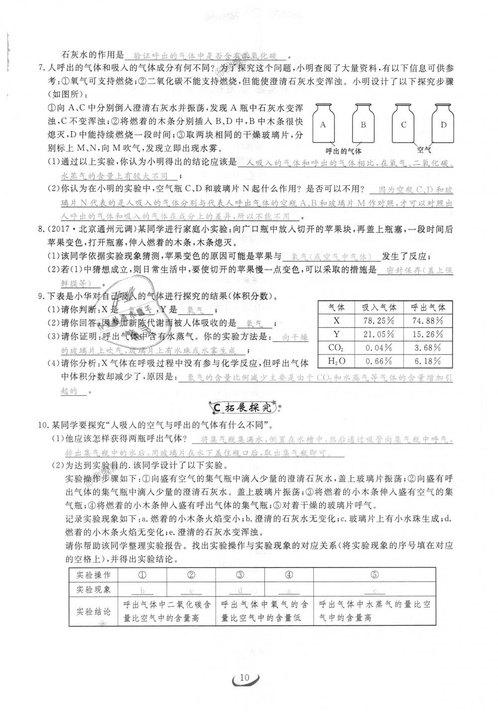 2018年思维新观察九年级化学上册人教版 第10页