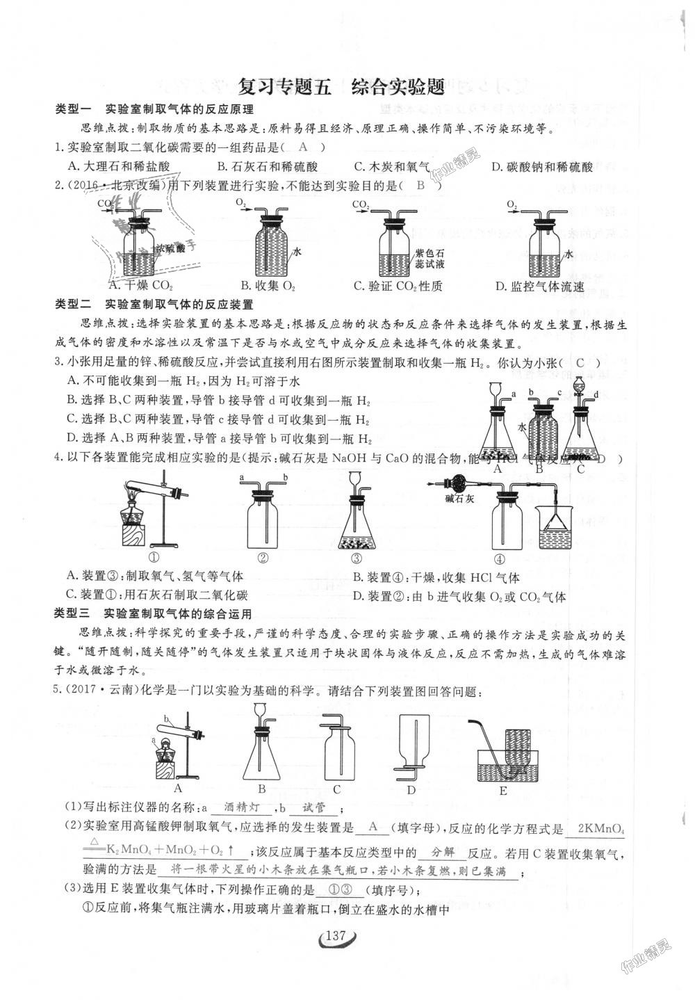 2018年思维新观察九年级化学上册人教版 第137页