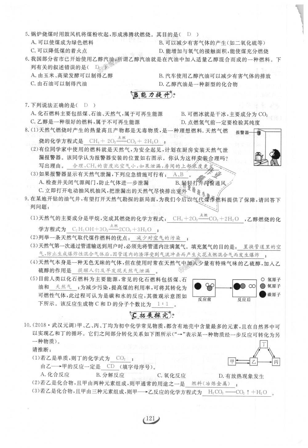 2018年思维新观察九年级化学上册人教版 第121页