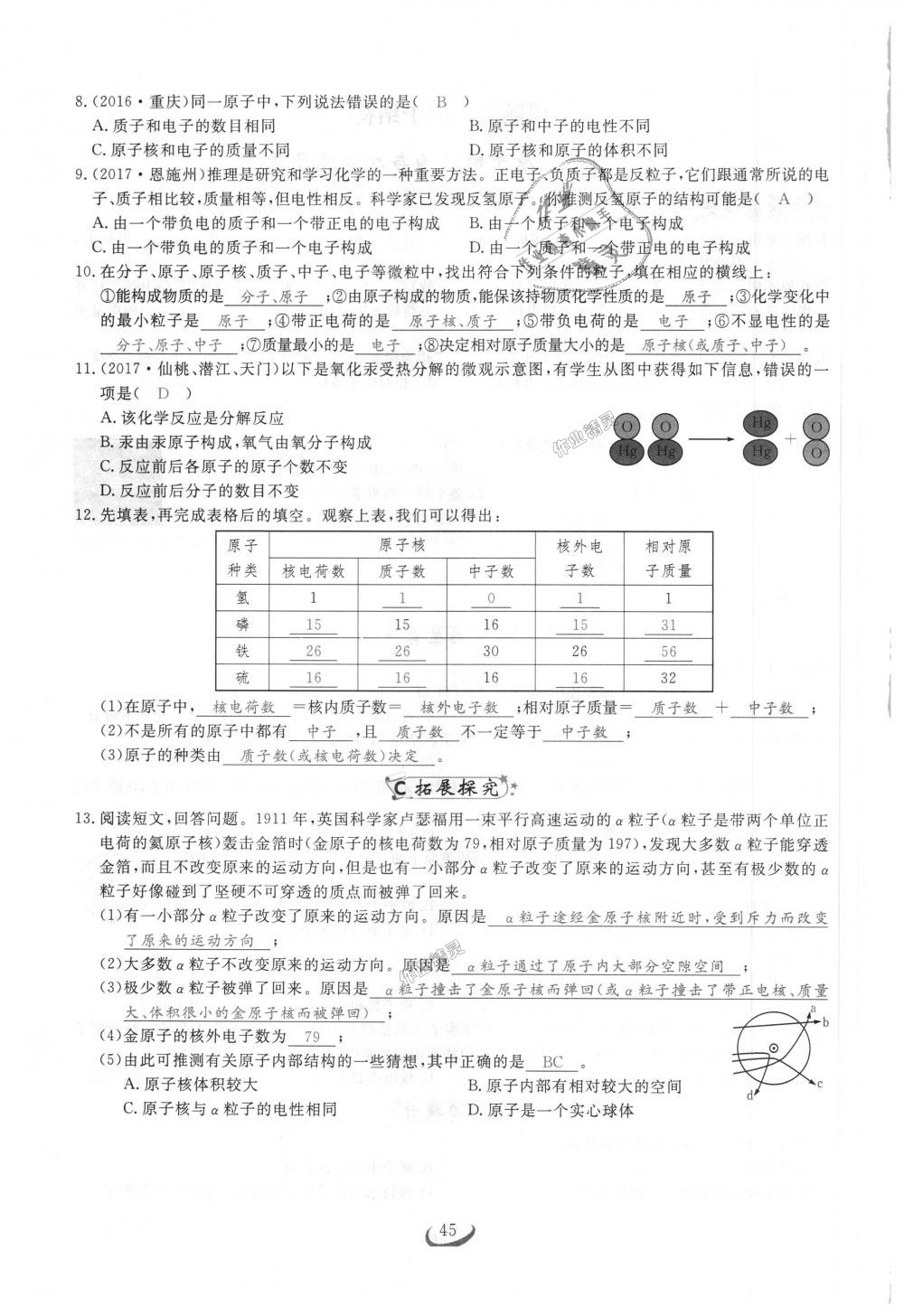 2018年思维新观察九年级化学上册人教版 第45页