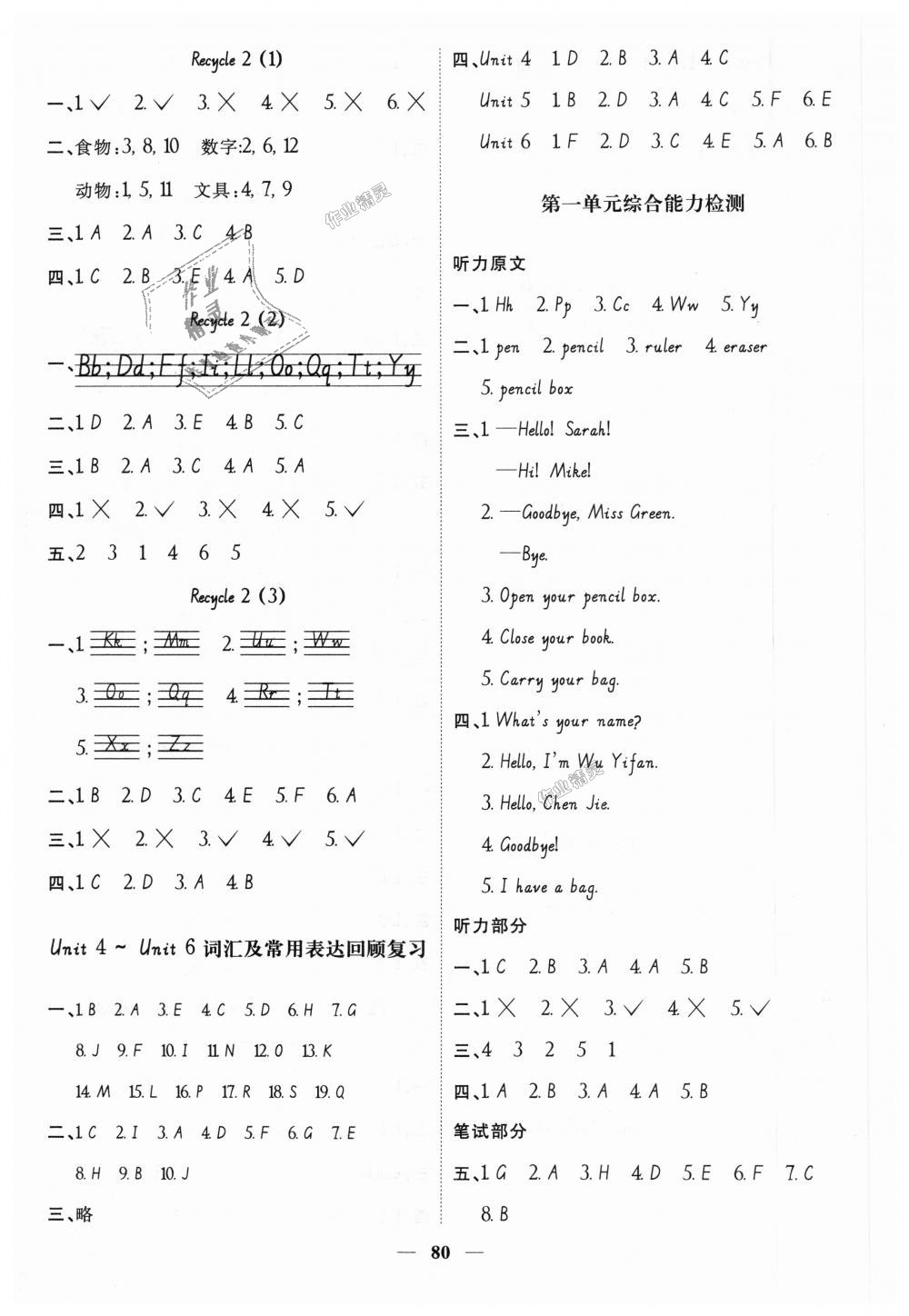 2018年陽光同學(xué)課時(shí)優(yōu)化作業(yè)三年級(jí)英語上冊(cè)人教PEP版 第6頁