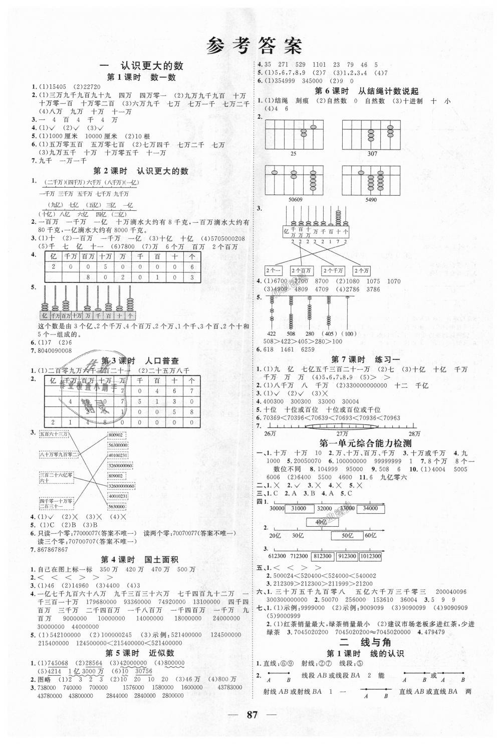 2018年陽光同學課時優(yōu)化作業(yè)四年級數(shù)學上冊北師大版深圳專版 第1頁