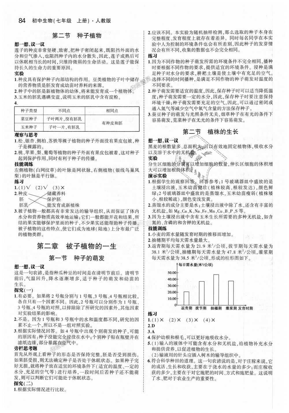 2018年5年中考3年模拟初中生物七年级上册人教版 第38页