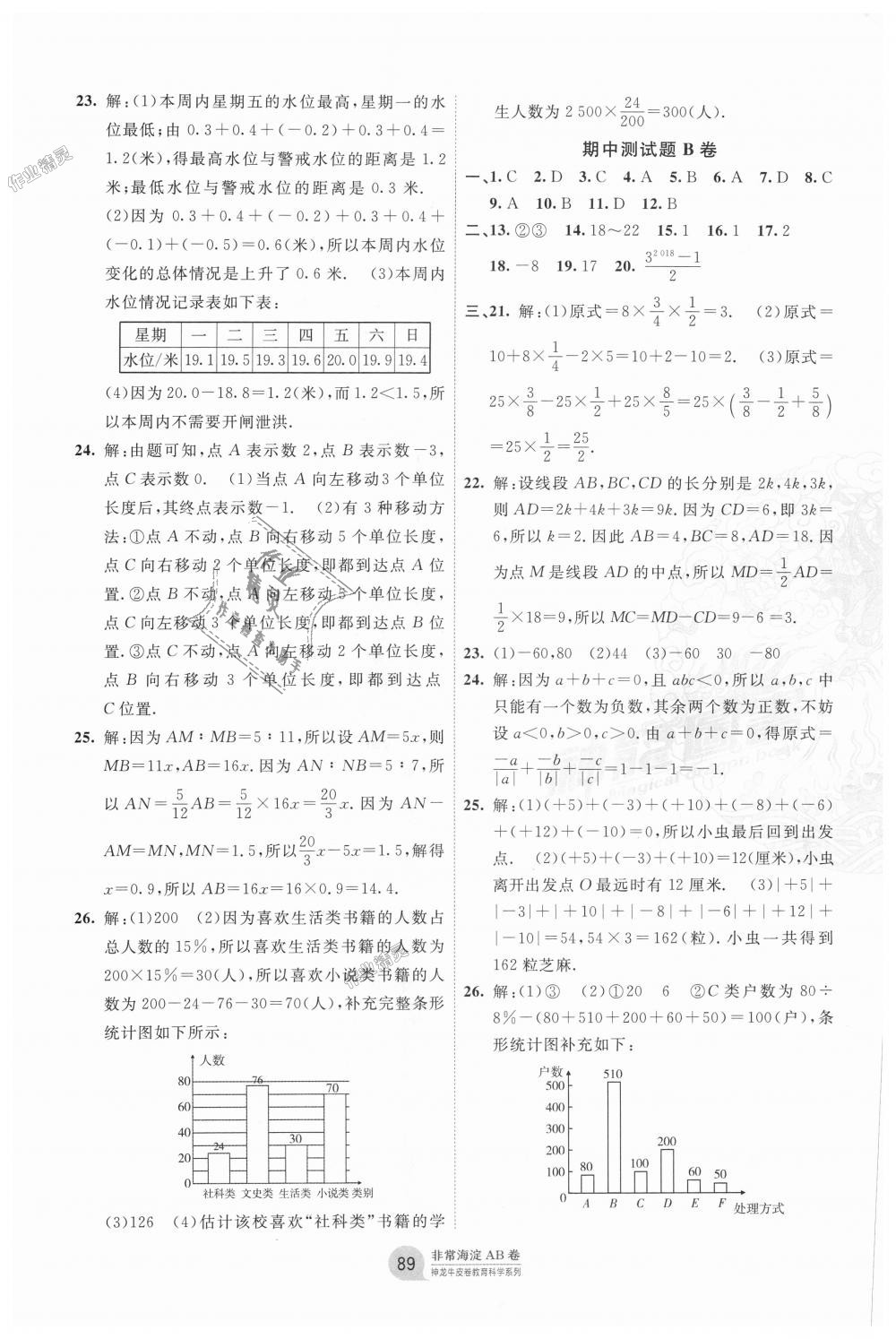 2018年海淀單元測試AB卷七年級(jí)數(shù)學(xué)上冊青島版 第5頁