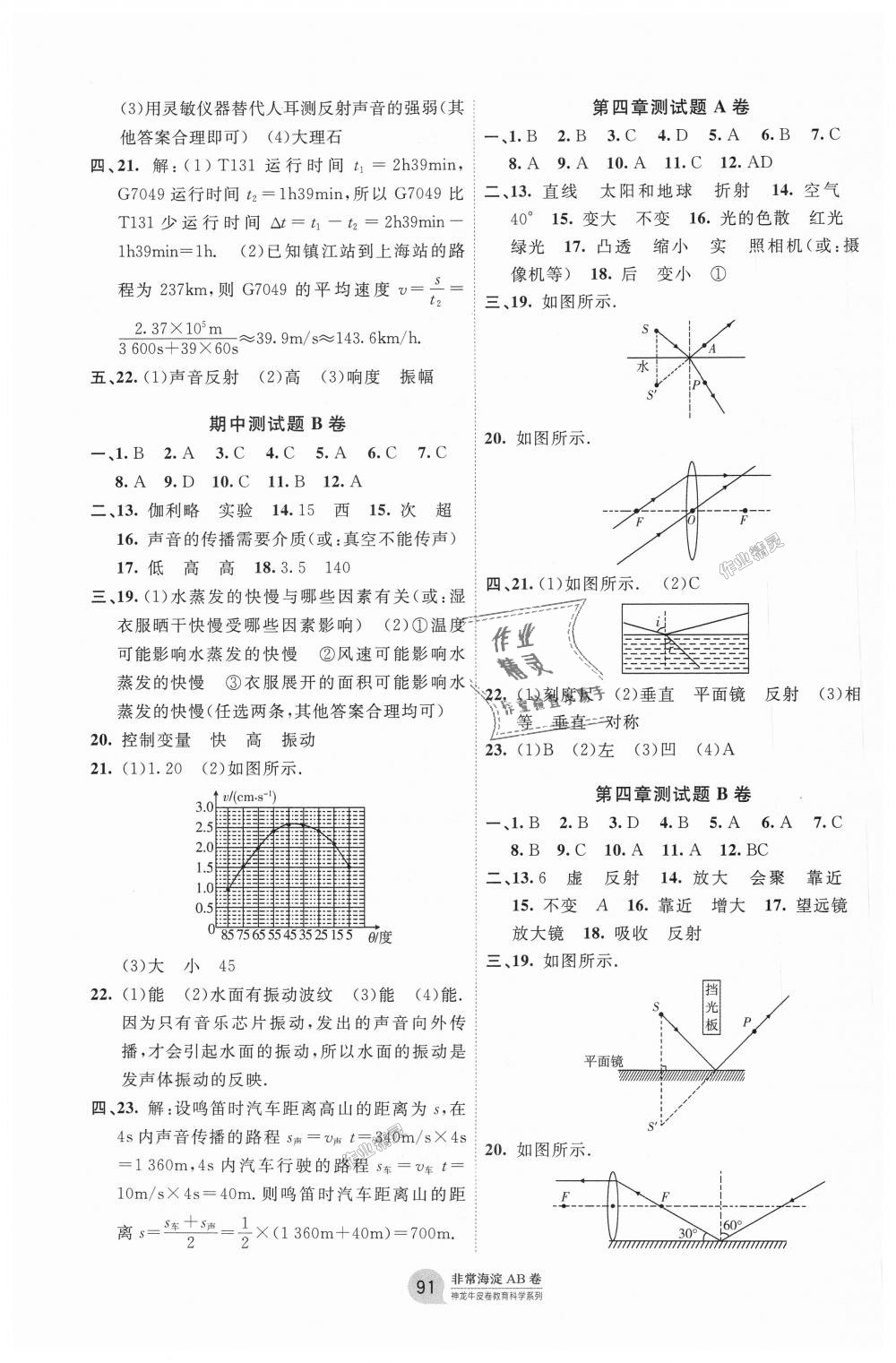 2018年海淀單元測試AB卷八年級物理上冊滬科版 第3頁