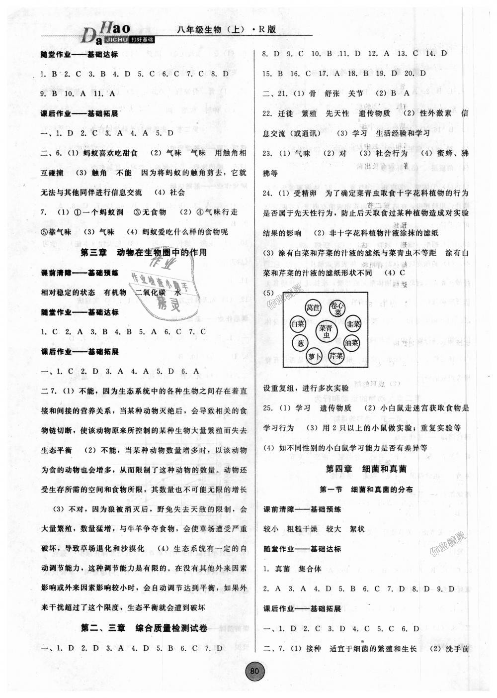 2018年胜券在握打好基础作业本八年级生物上册人教版 第4页