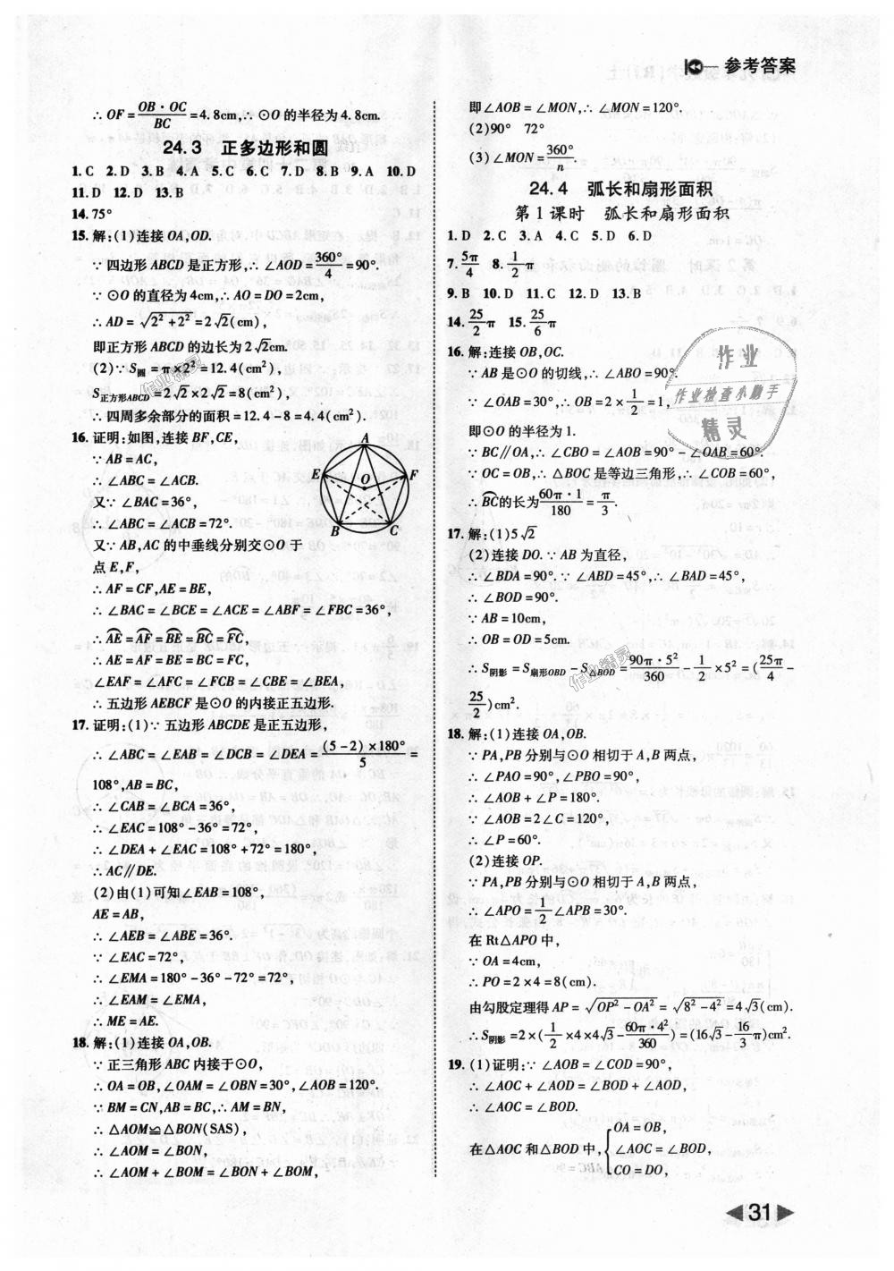 2018年胜券在握打好基础作业本九年级数学上册人教版 第31页