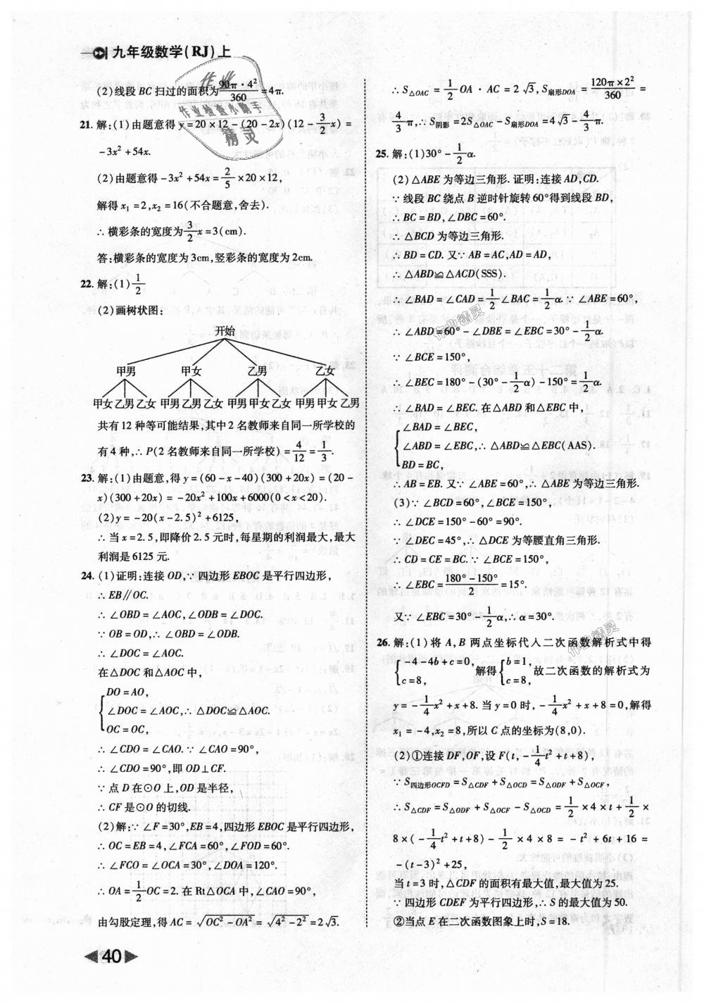 2018年胜券在握打好基础作业本九年级数学上册人教版 第40页