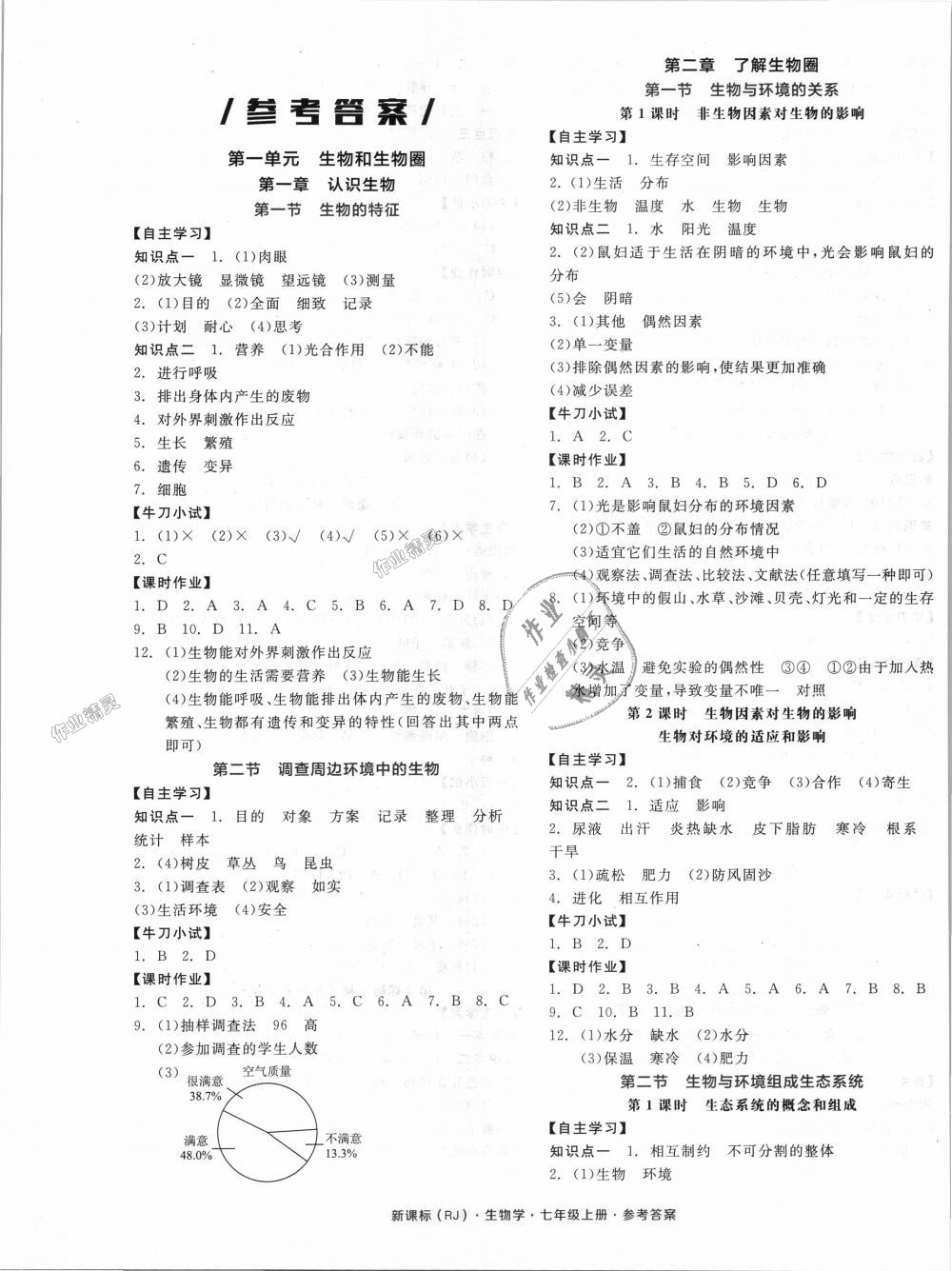 2018年全品學練考七年級生物學上冊人教版 第1頁