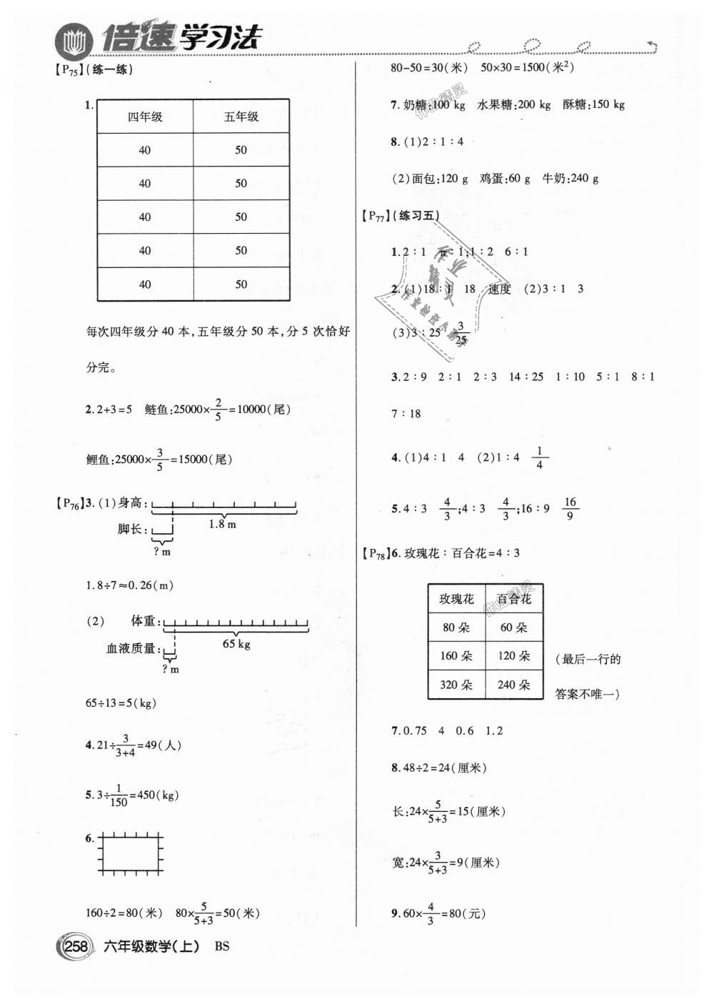 2018年倍速學(xué)習(xí)法六年級(jí)數(shù)學(xué)上冊(cè)北師大版 第25頁(yè)