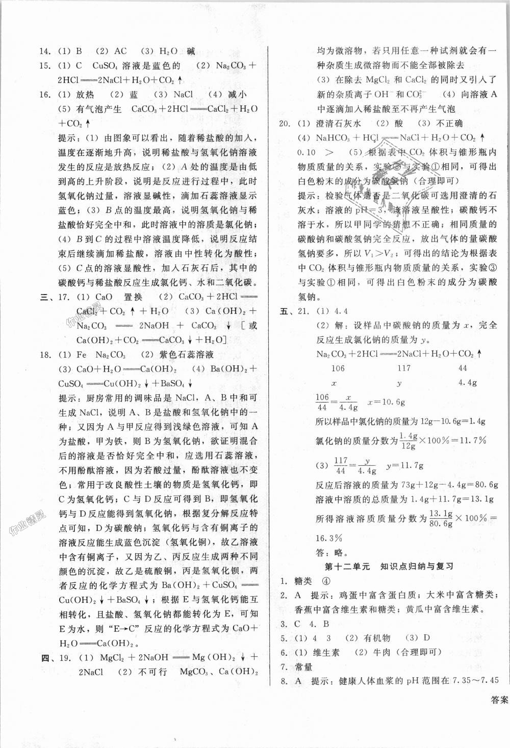 2018年單元加期末復(fù)習(xí)與測(cè)試九年級(jí)化學(xué)全一冊(cè)人教版 第21頁(yè)