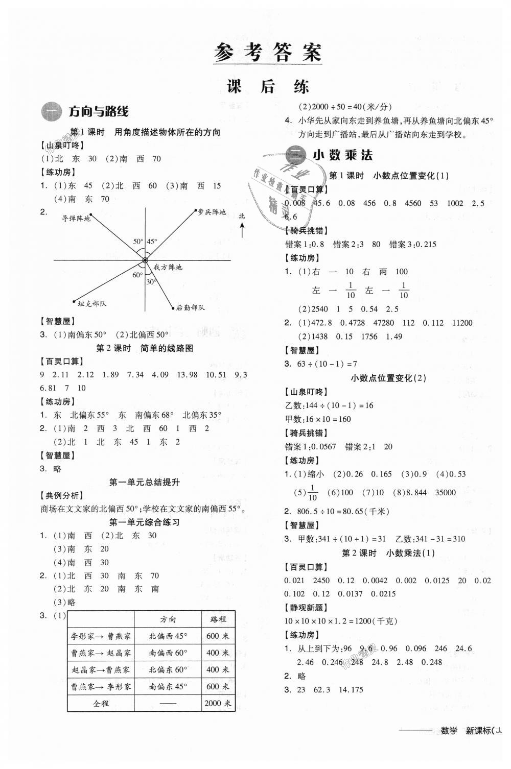 2018年全品学练考五年级数学上册冀教版 第1页