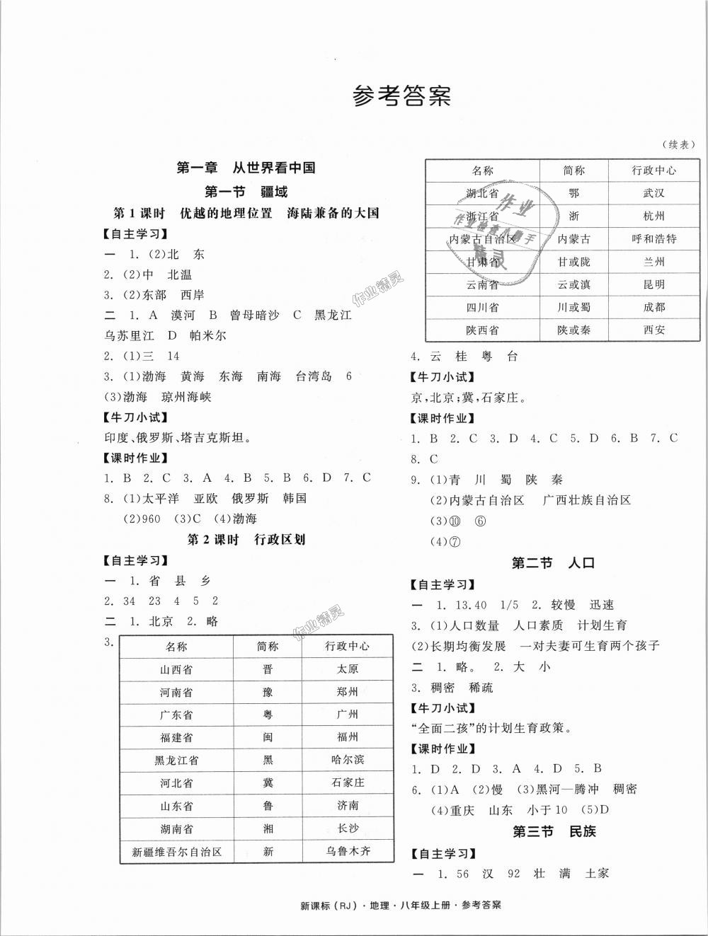 2018年全品學(xué)練考八年級(jí)地理上冊(cè)人教版 第1頁(yè)