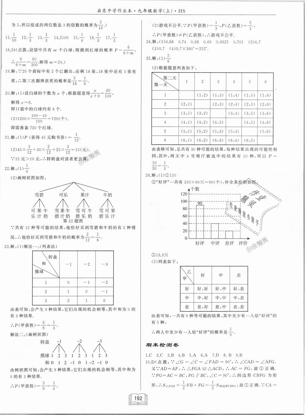 2018年啟東中學(xué)作業(yè)本九年級數(shù)學(xué)上冊華師大版 第38頁