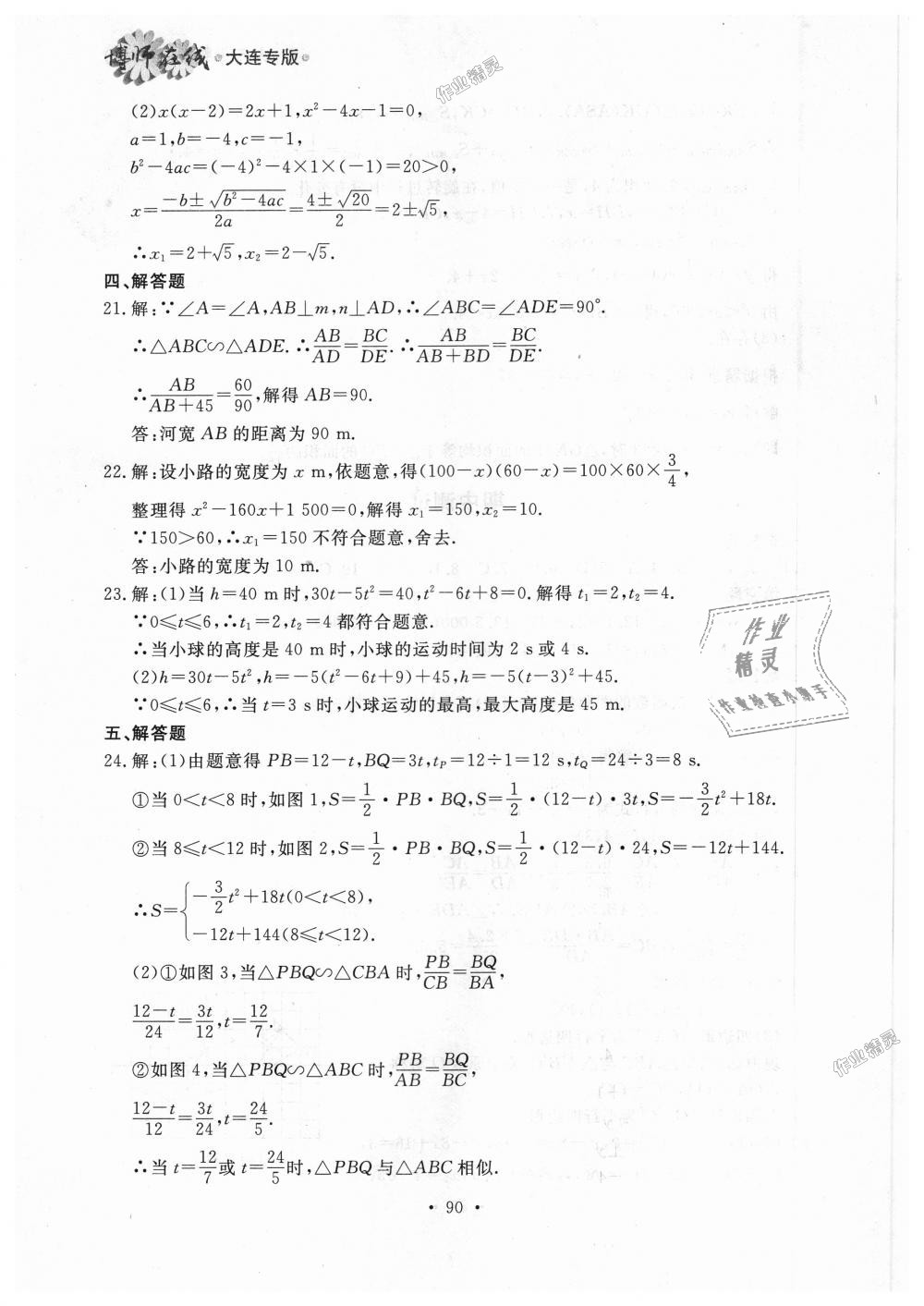 2018年博师在线九年级数学全一册人教版大连专版 第30页