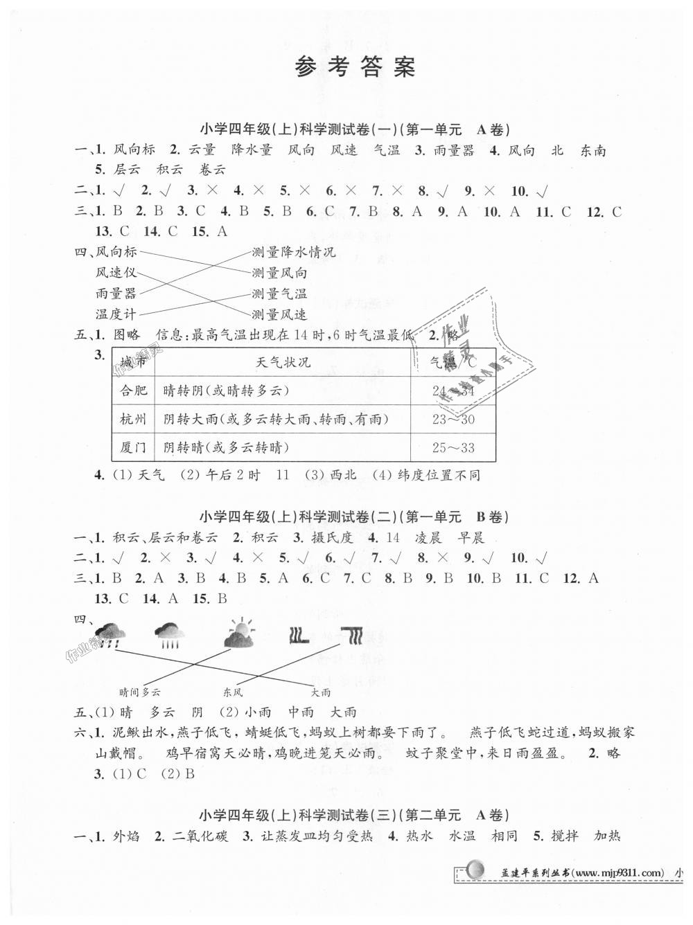 2018年孟建平小學(xué)單元測試四年級科學(xué)上冊教科版 第1頁