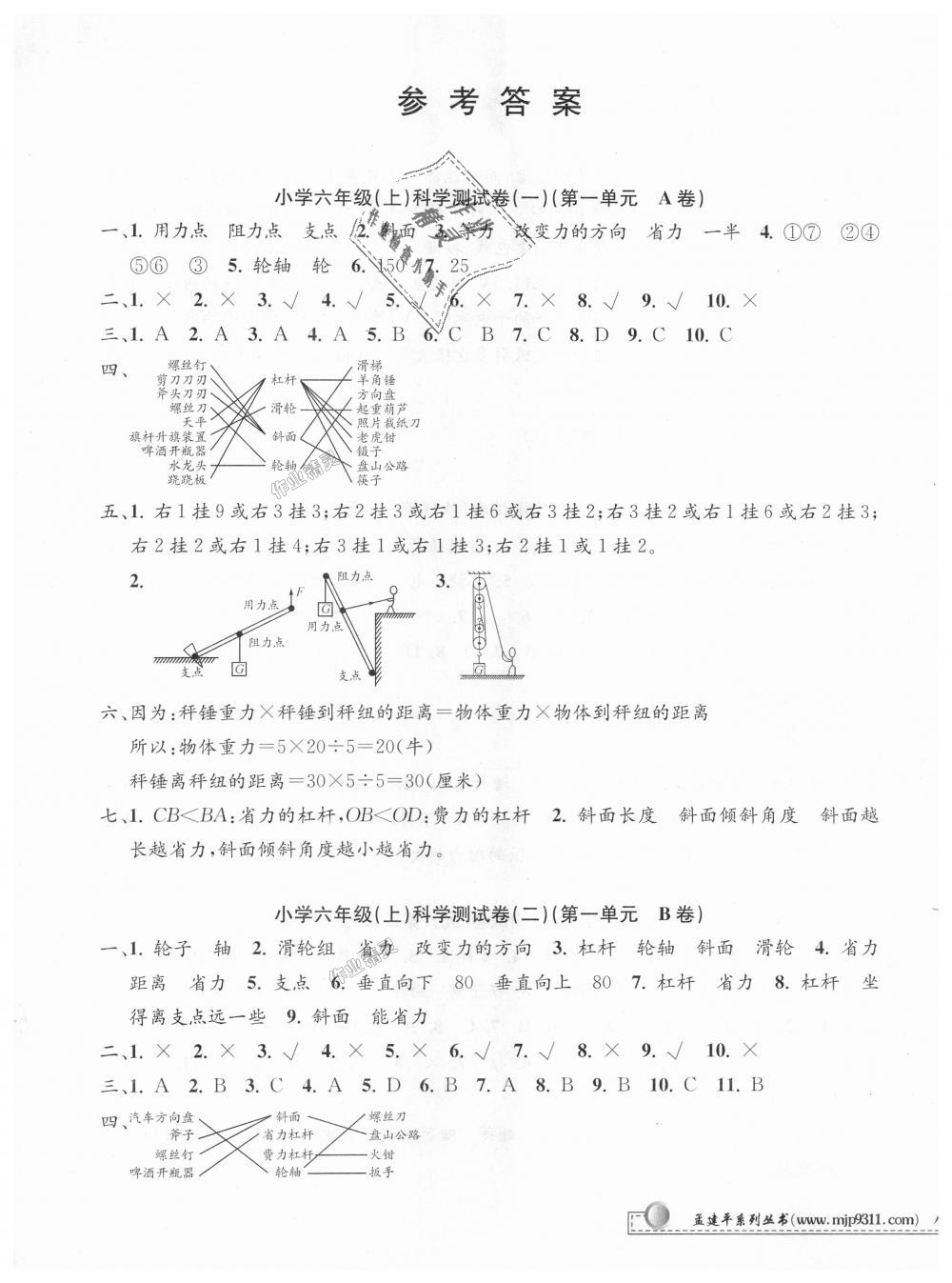 2018年孟建平小學(xué)單元測(cè)試六年級(jí)科學(xué)上冊(cè)教科版 第1頁(yè)